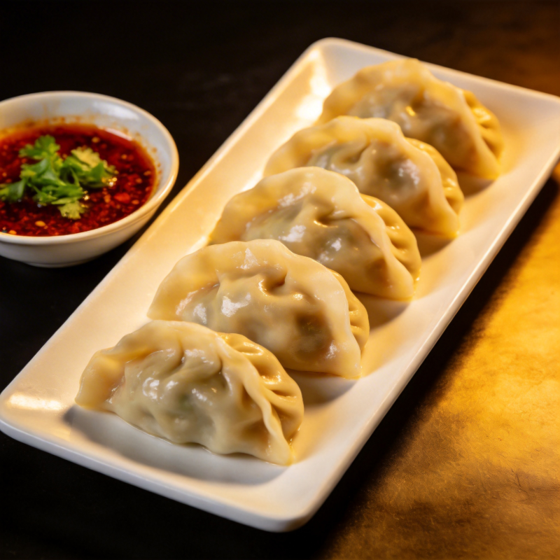 美味饺子配辣酱图片