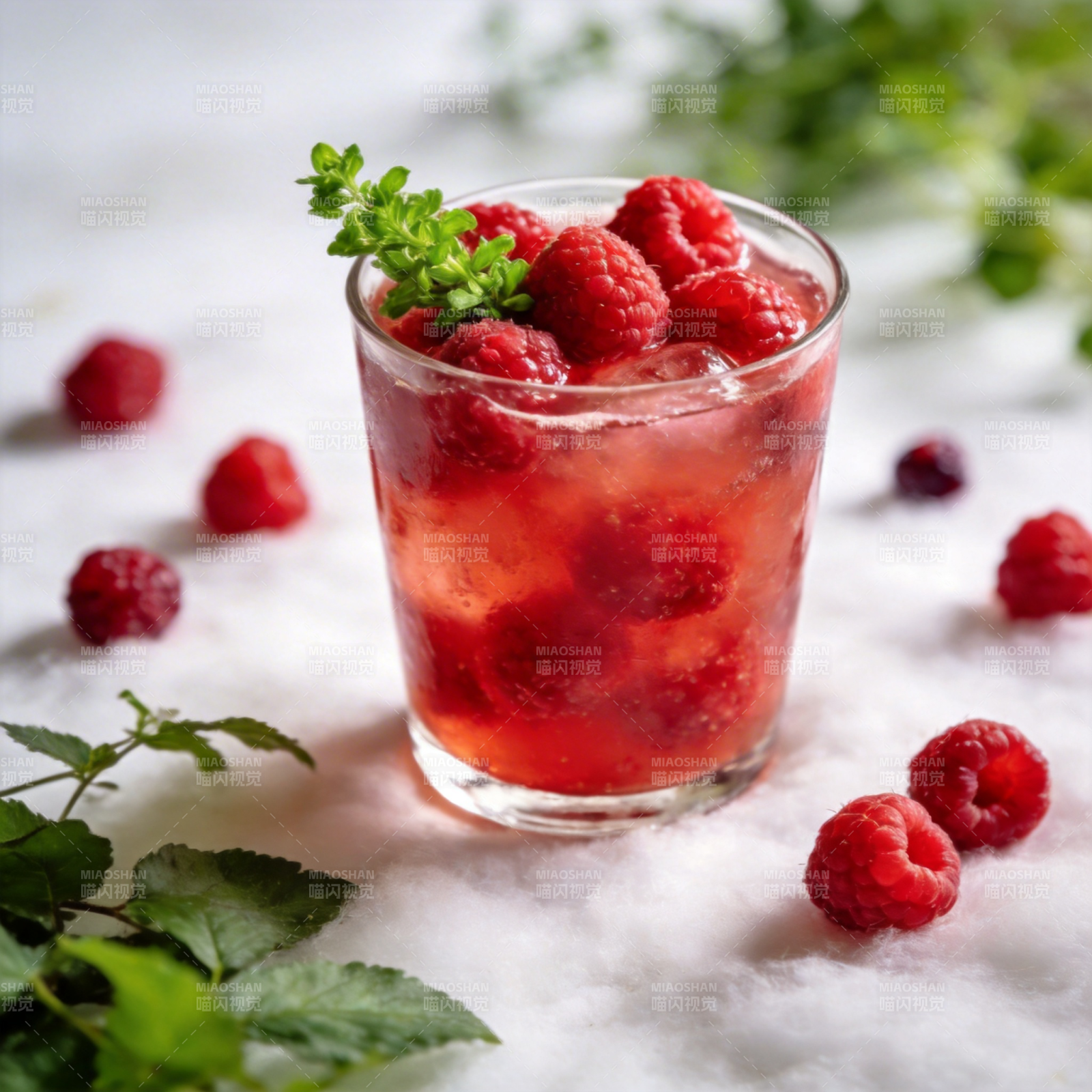 覆盆子冰饮图片