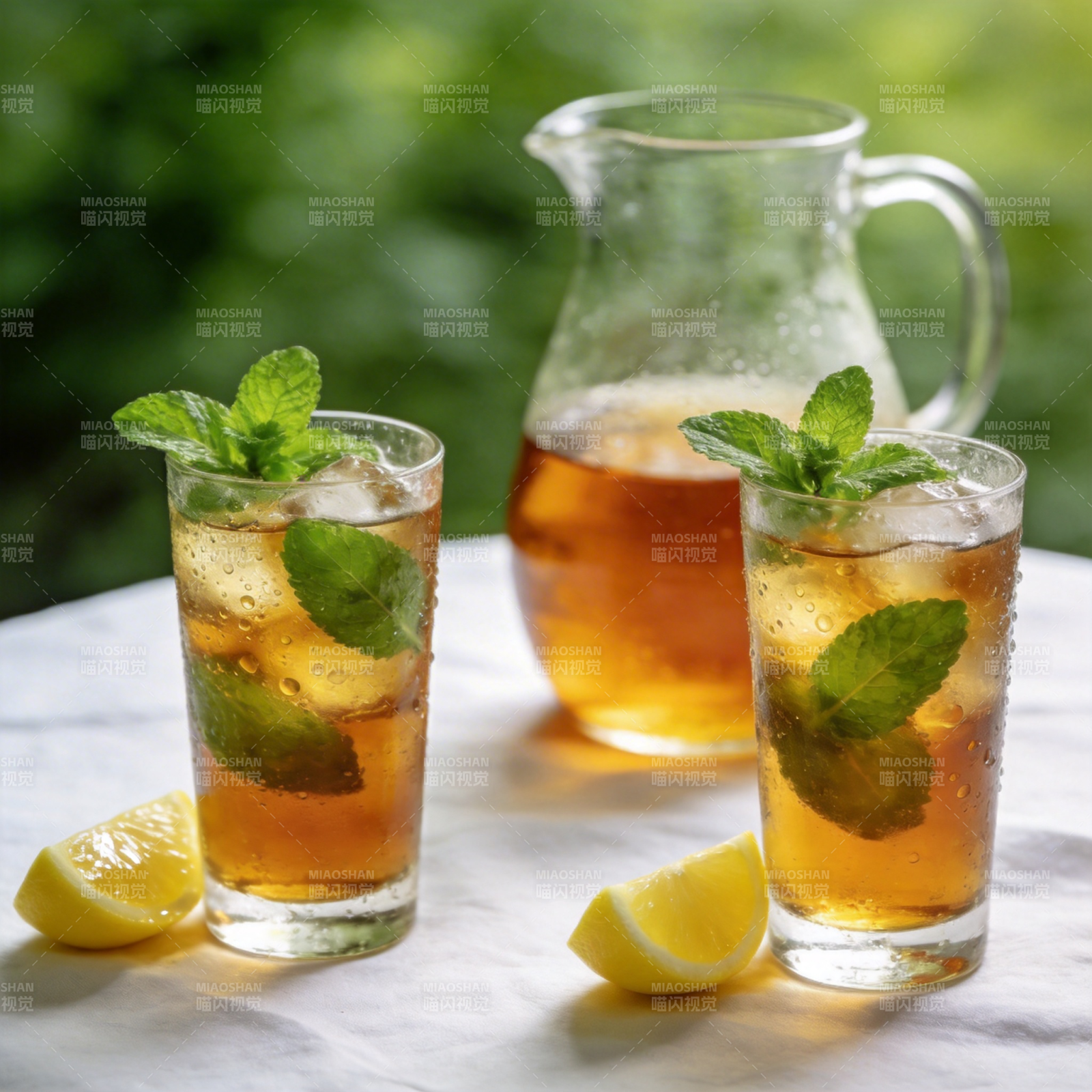 冰茶配薄荷柠檬图片