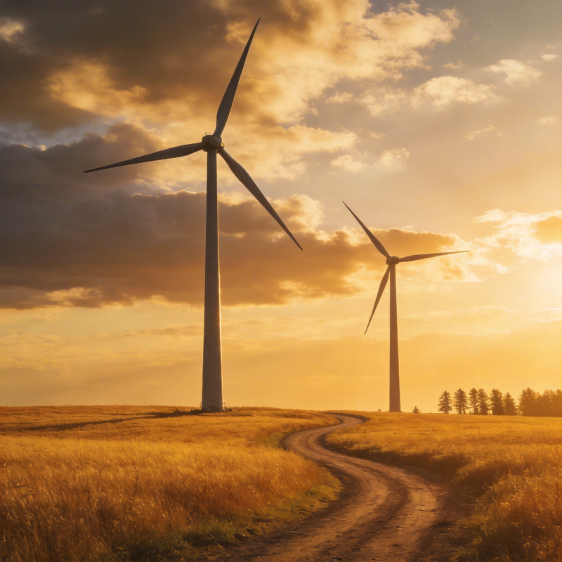 风车田野夕阳图片