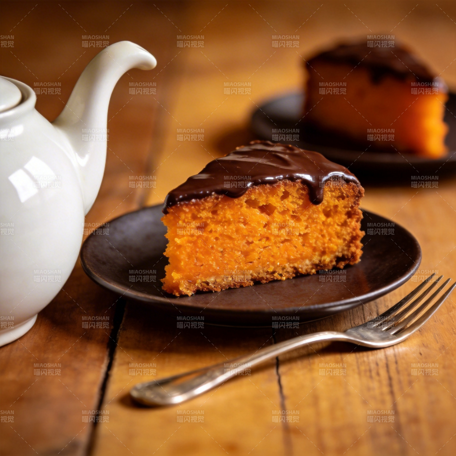 南瓜蛋糕配巧克力图片