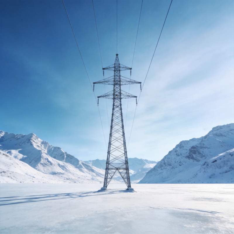 雪原电塔图片