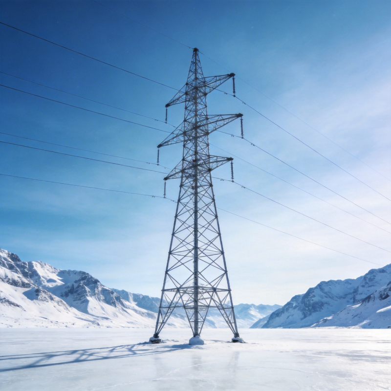 雪原上的电力塔图片