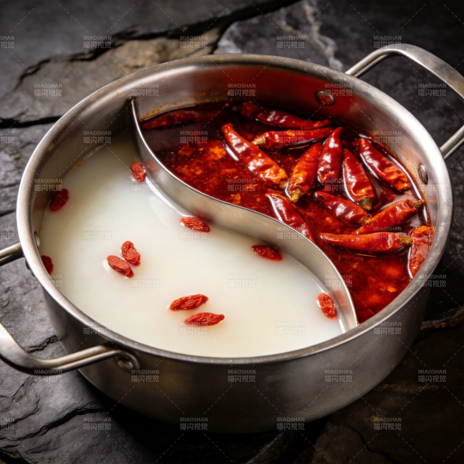 鸳鸯火锅 辣白分明图片