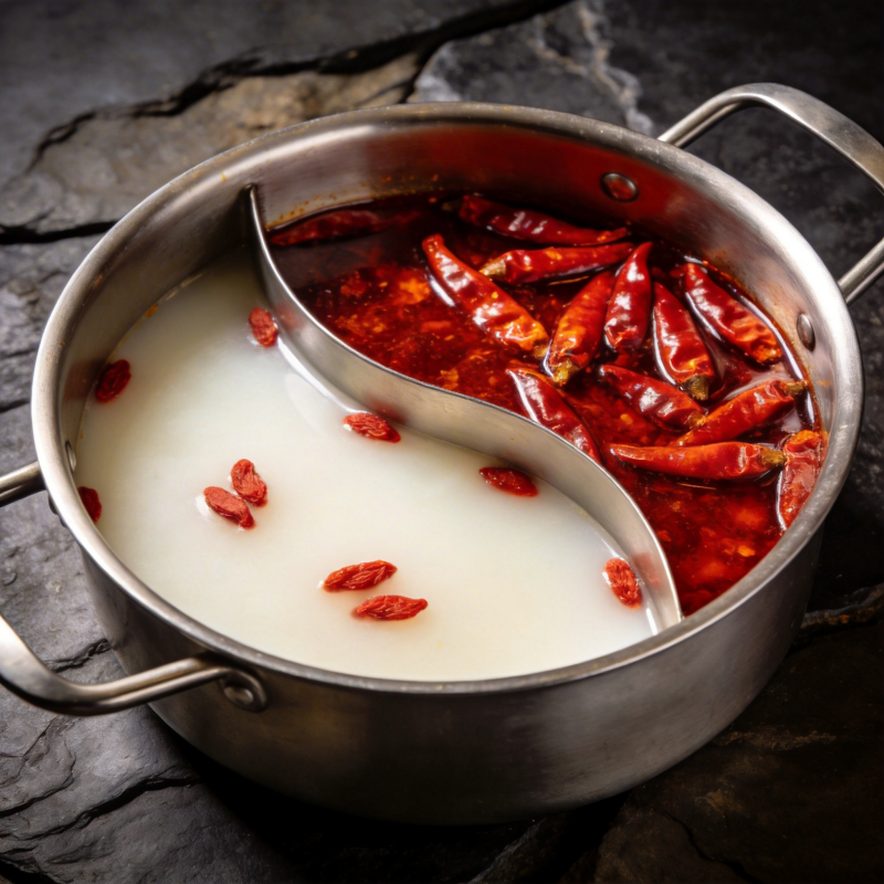 鸳鸯火锅 辣白分明图片