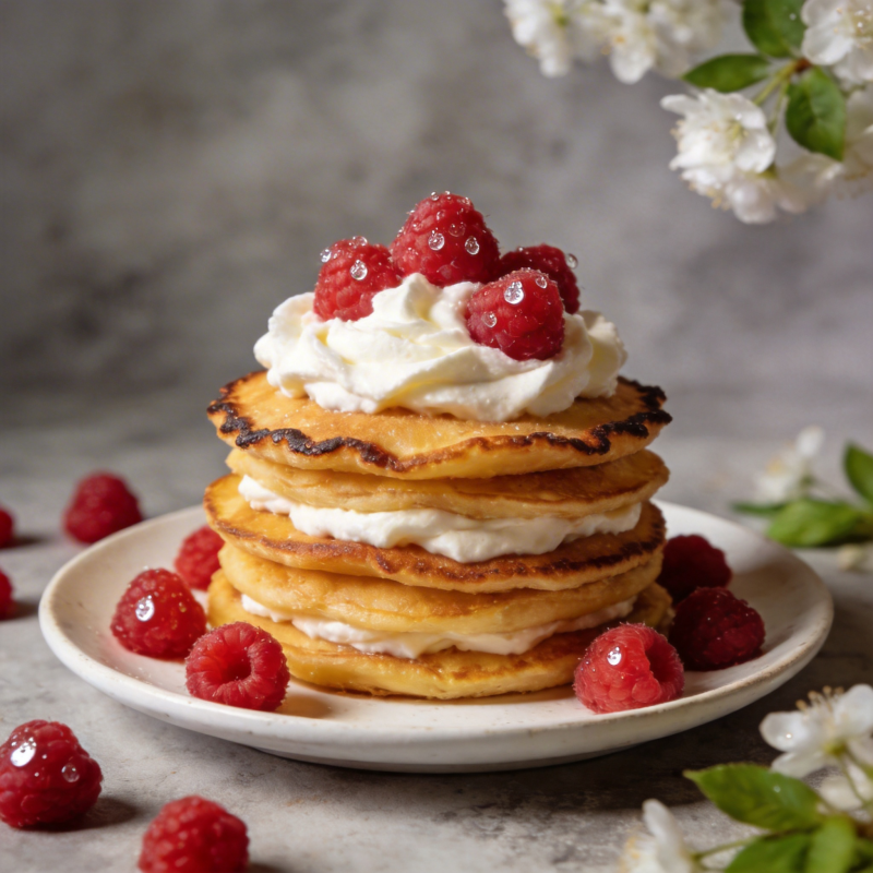 覆盆子奶油煎饼图片