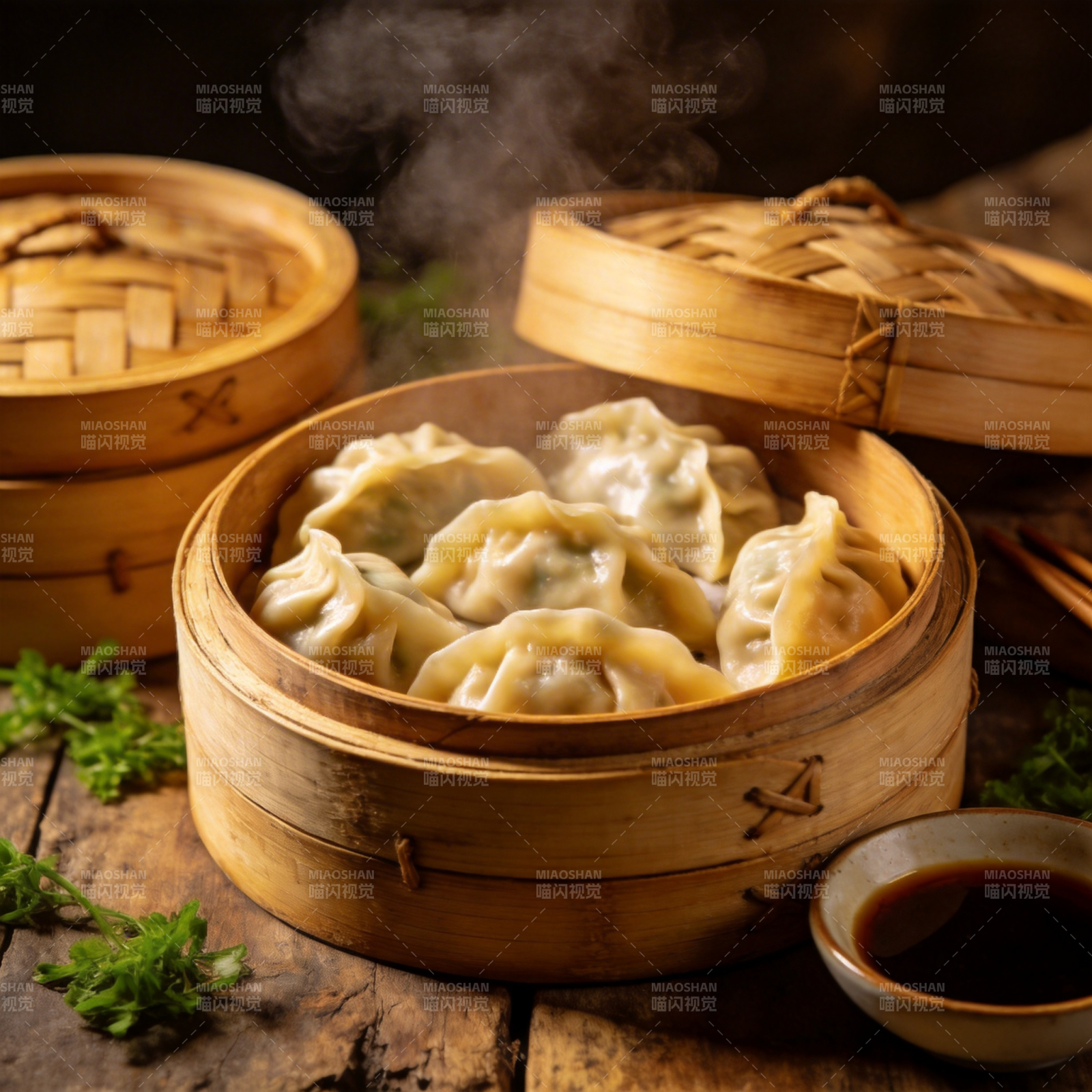 热腾腾的蒸饺图片