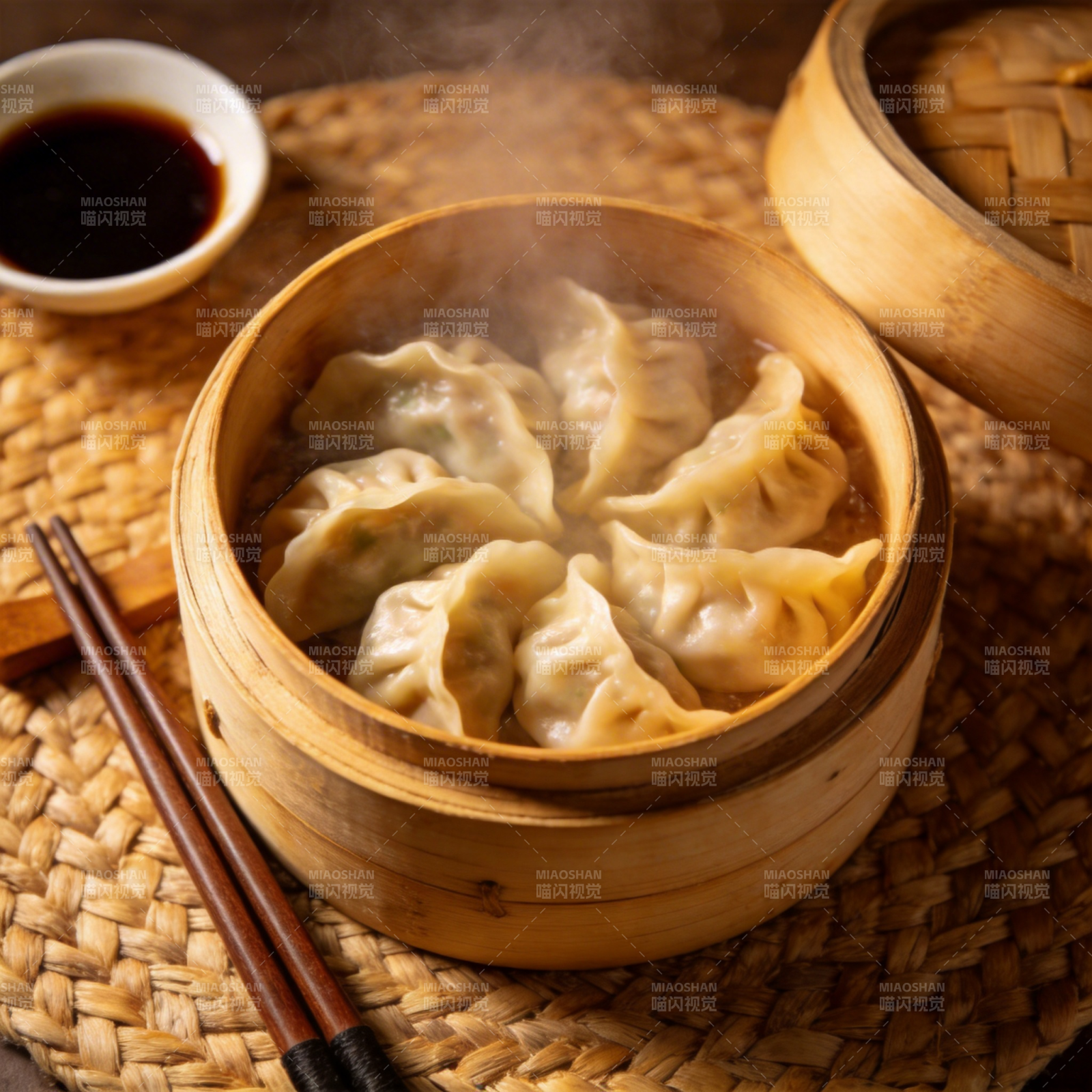 热气腾腾的蒸饺图片