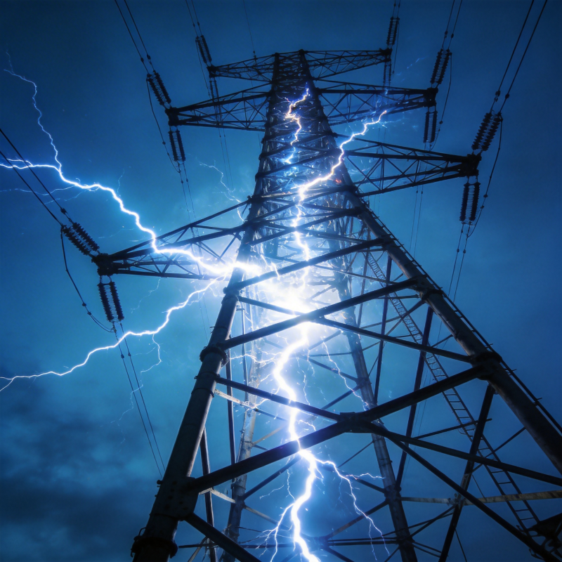 电塔雷击瞬间图片