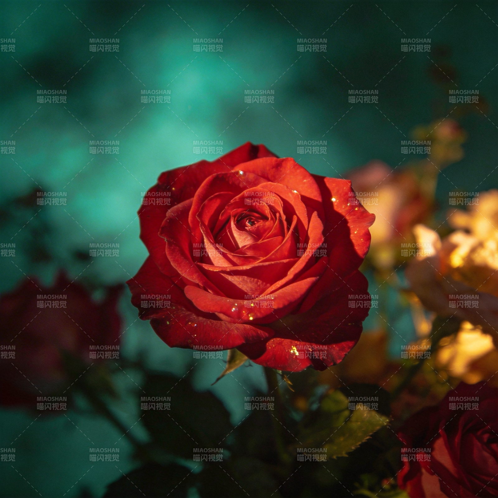 红玫瑰绽放图片