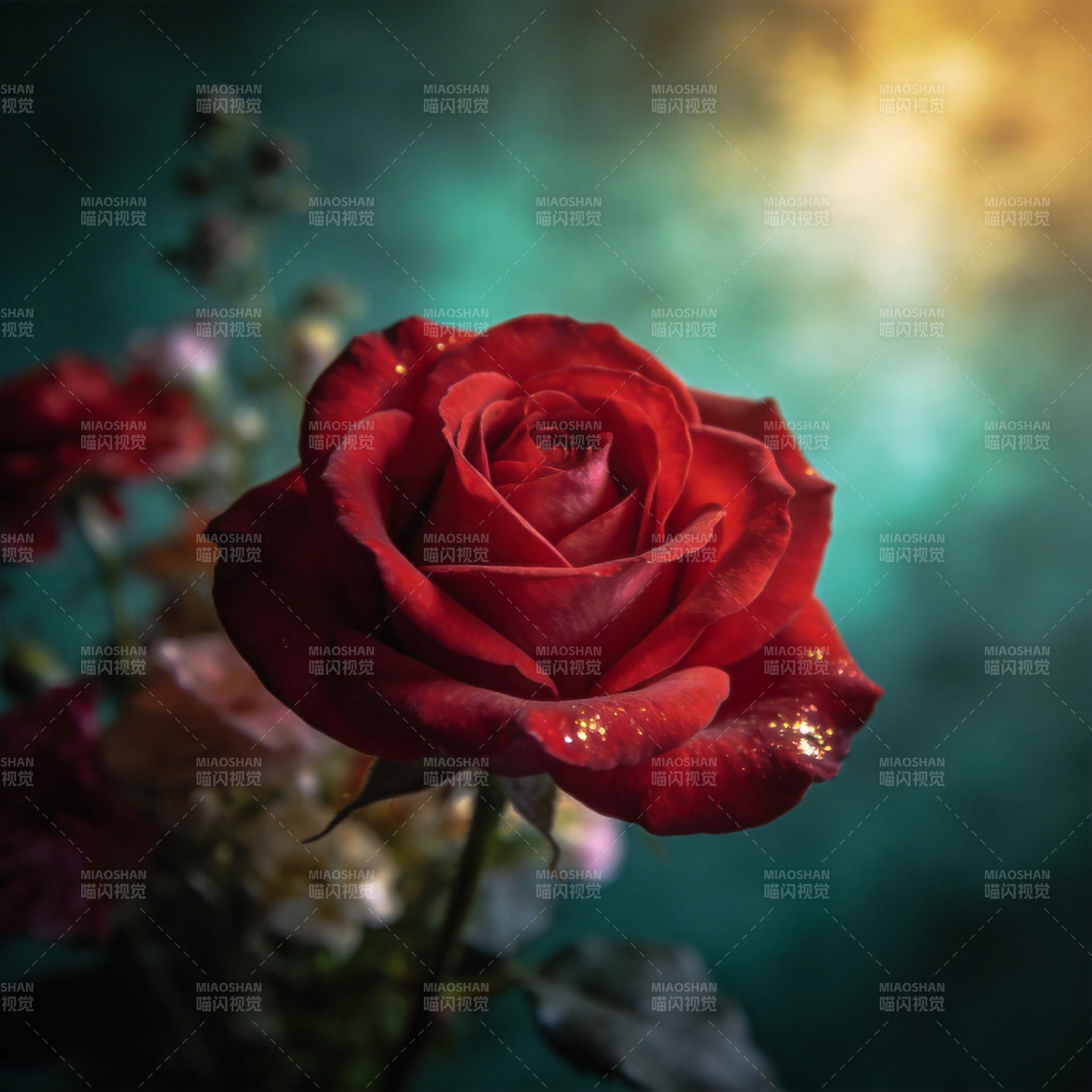 红玫瑰绽放图片