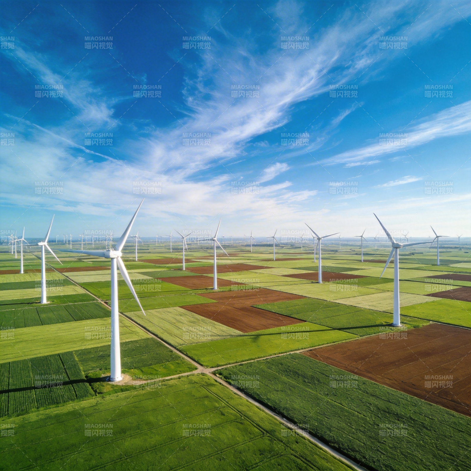 风车田野蓝天图片