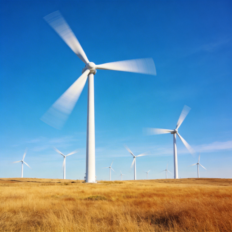 风车转动 蓝天相伴图片