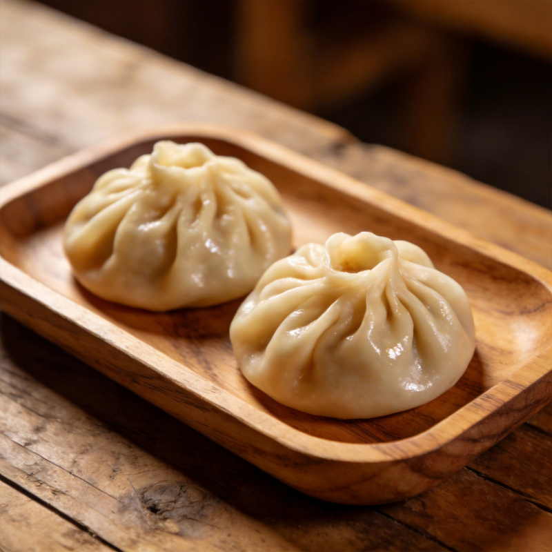 木盘上的两个包子图片