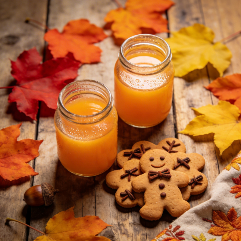 秋日暖饮与姜饼人图片