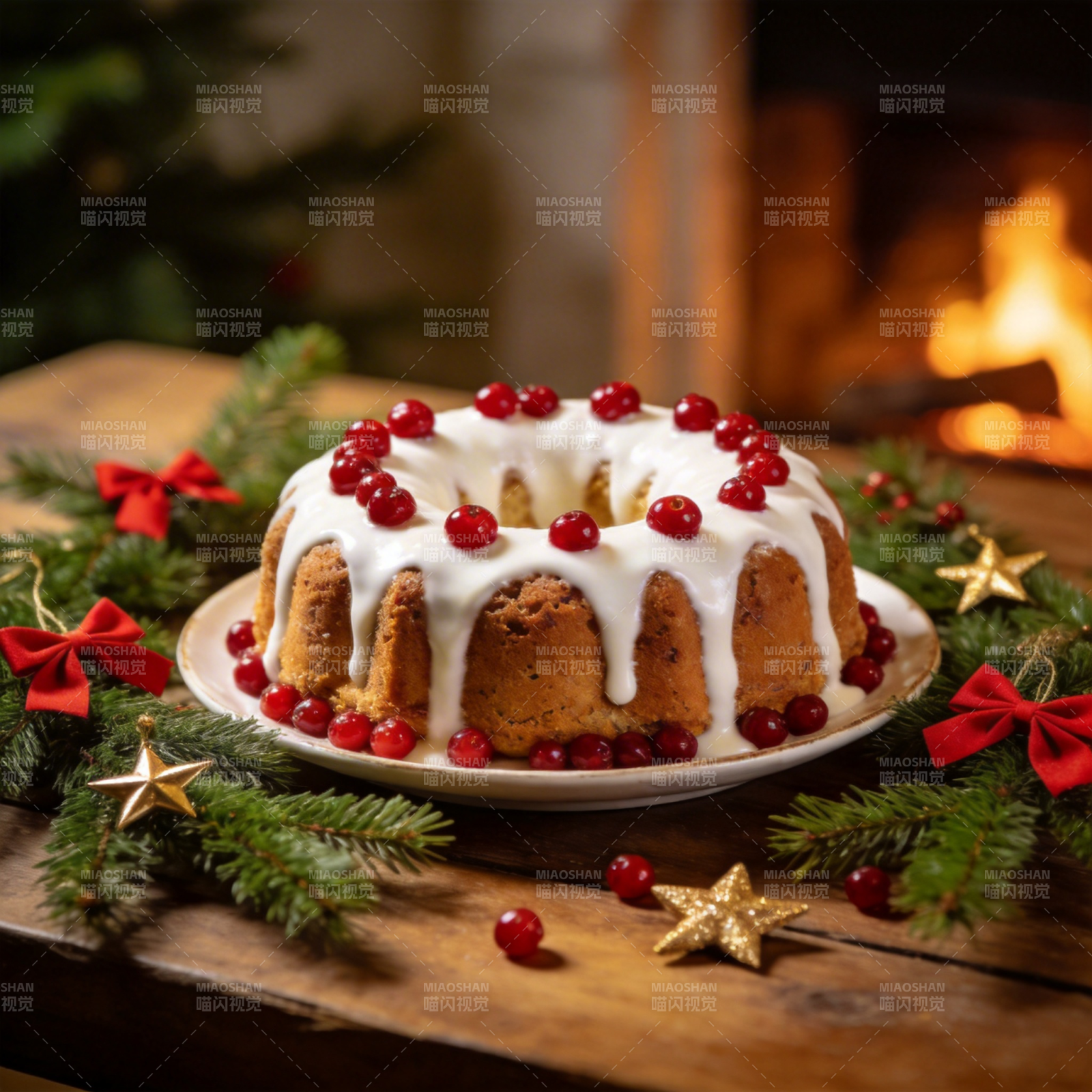 圣诞甜点 红果点缀图片