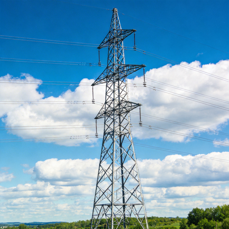 高压电塔蓝天白云图片
