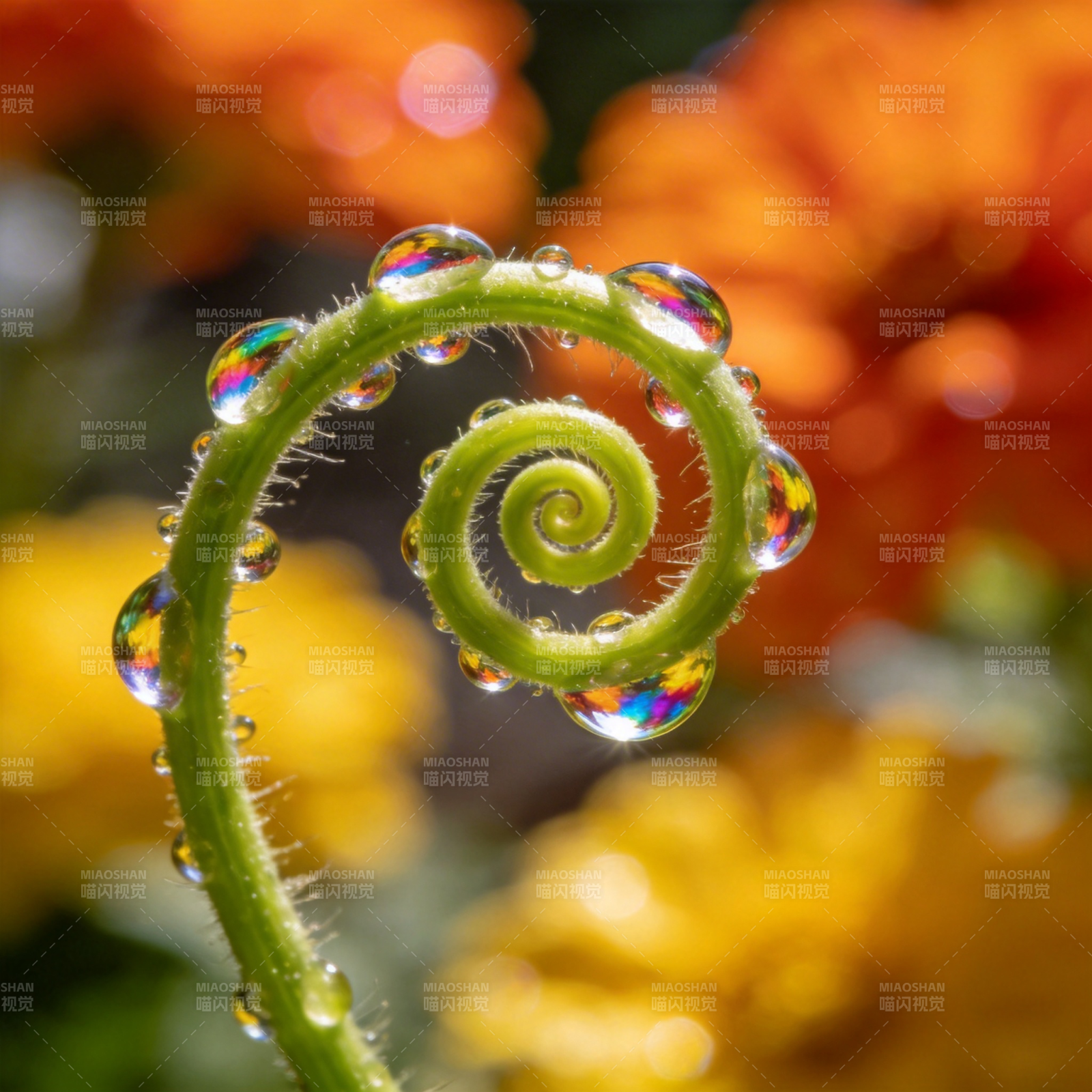 露珠缠绕嫩芽图片