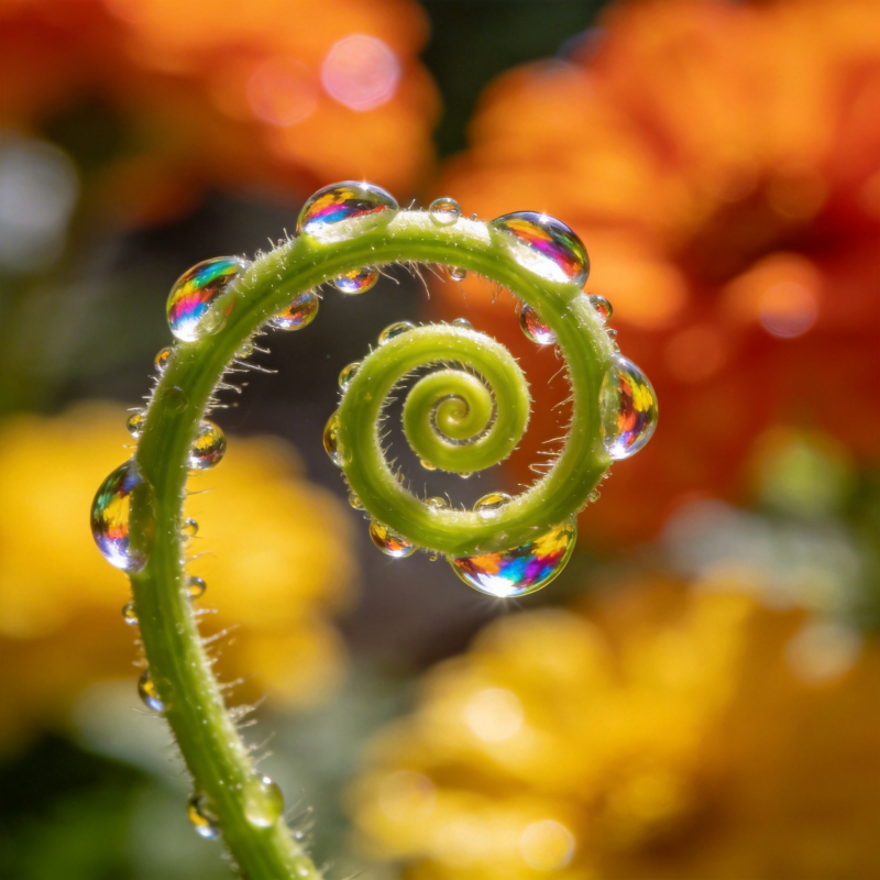 露珠缠绕嫩芽图片