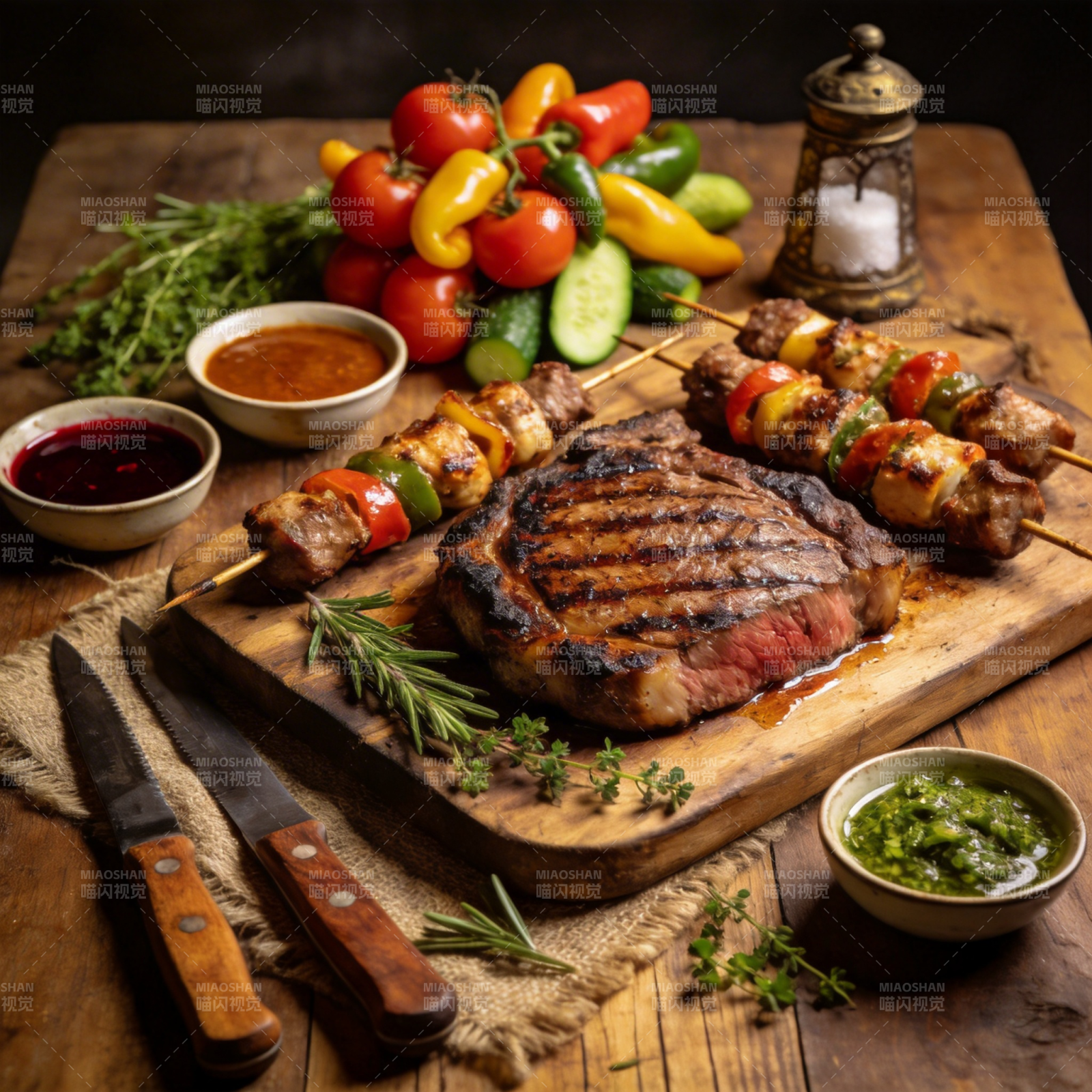 烤肉配蔬果串图片