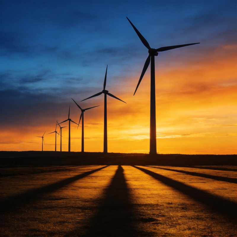 风车剪影夕阳下图片