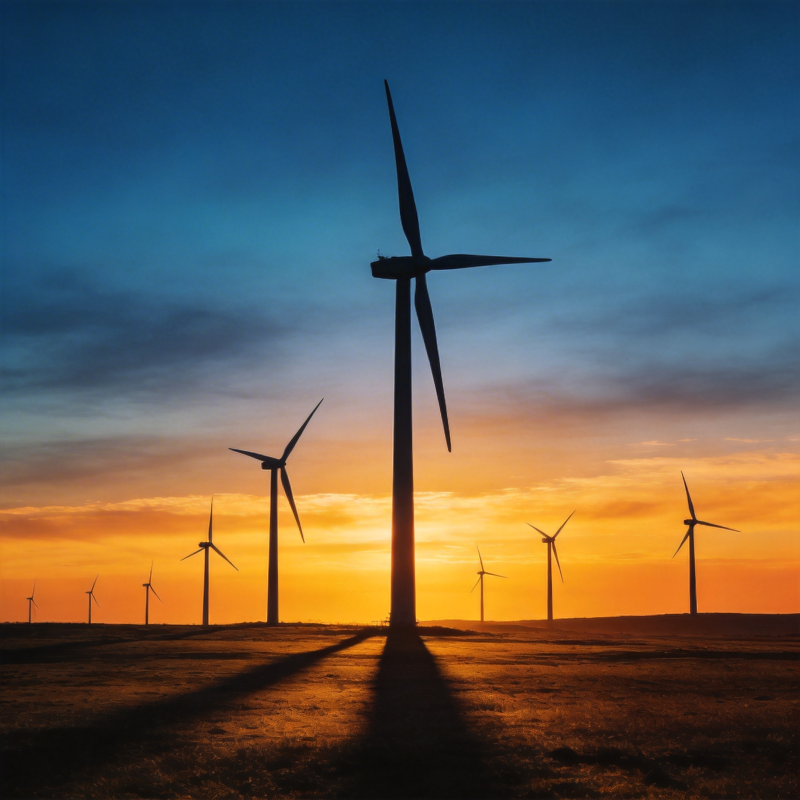 风车剪影夕阳下图片