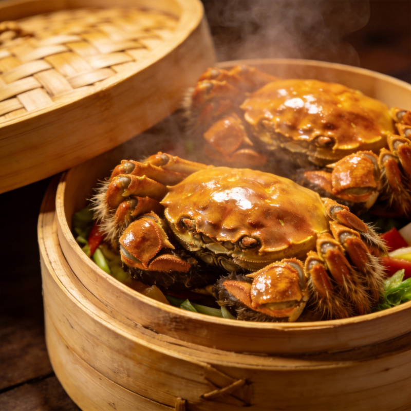 蒸蟹鲜香四溢图片