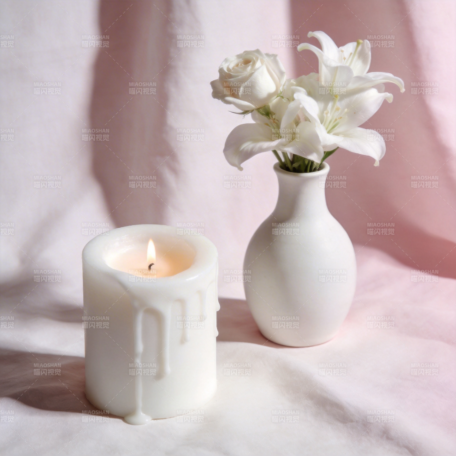 烛光花影 静谧之美图片