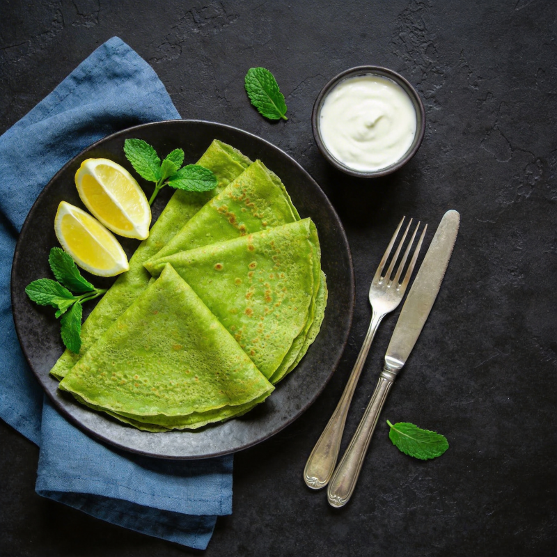 薄荷煎饼配柠檬图片
