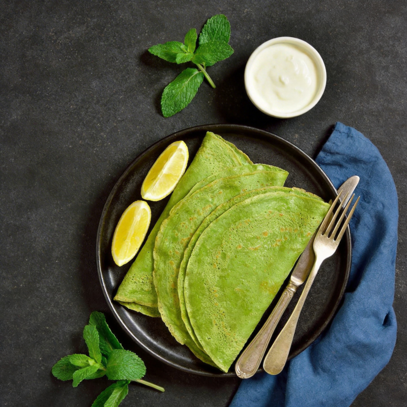 薄荷煎饼配柠檬图片