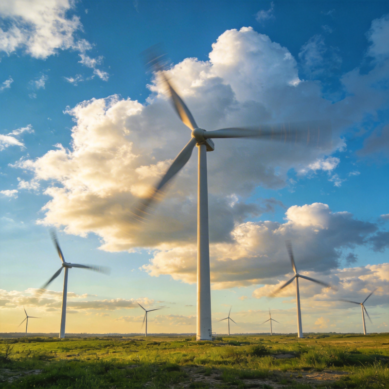 风车转动 蓝天白云图片