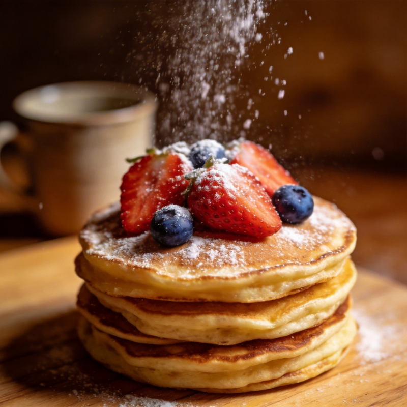 草莓蓝莓煎饼图片