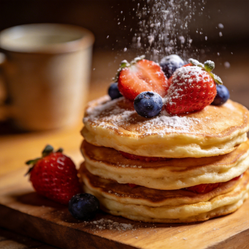 草莓蓝莓煎饼图片