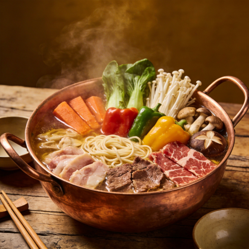 热气腾腾的火锅宴图片