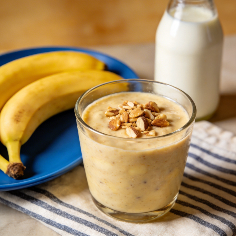 香蕉奶昔配坚果图片