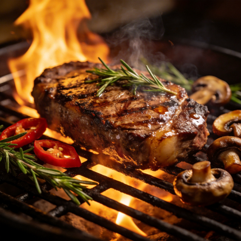 火焰烤牛排图片