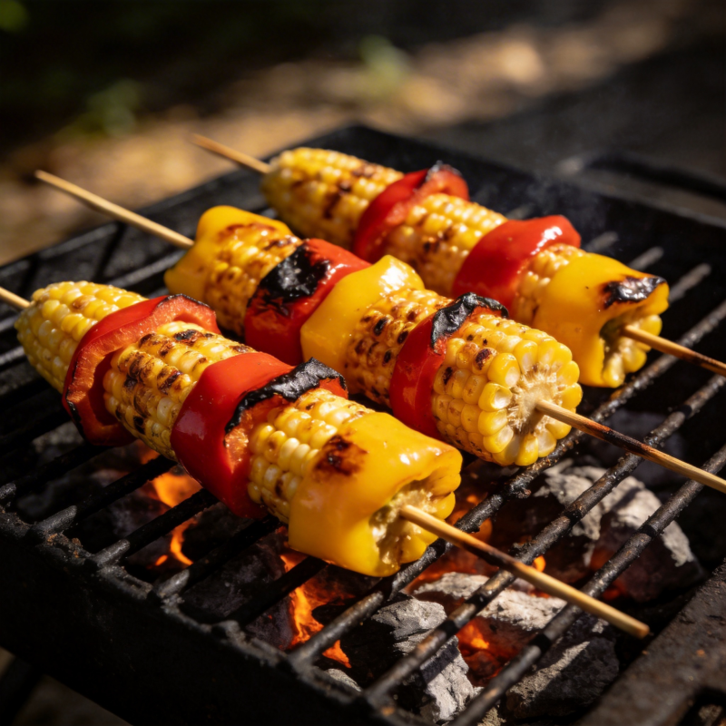 烤玉米彩椒串图片