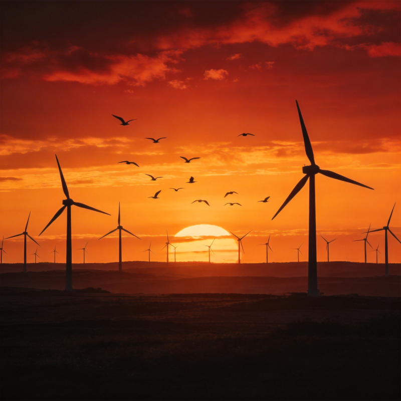 风车与日落图片