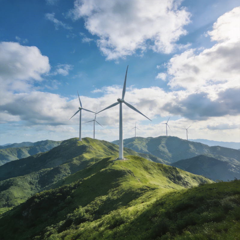 山巅风车迎风转图片