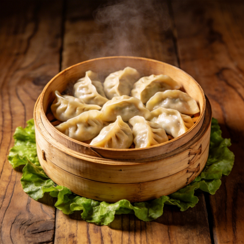 热气腾腾的蒸饺图片