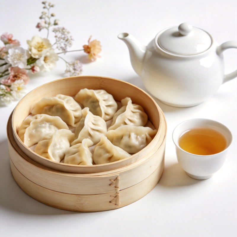 蒸饺配茶 雅致美味图片