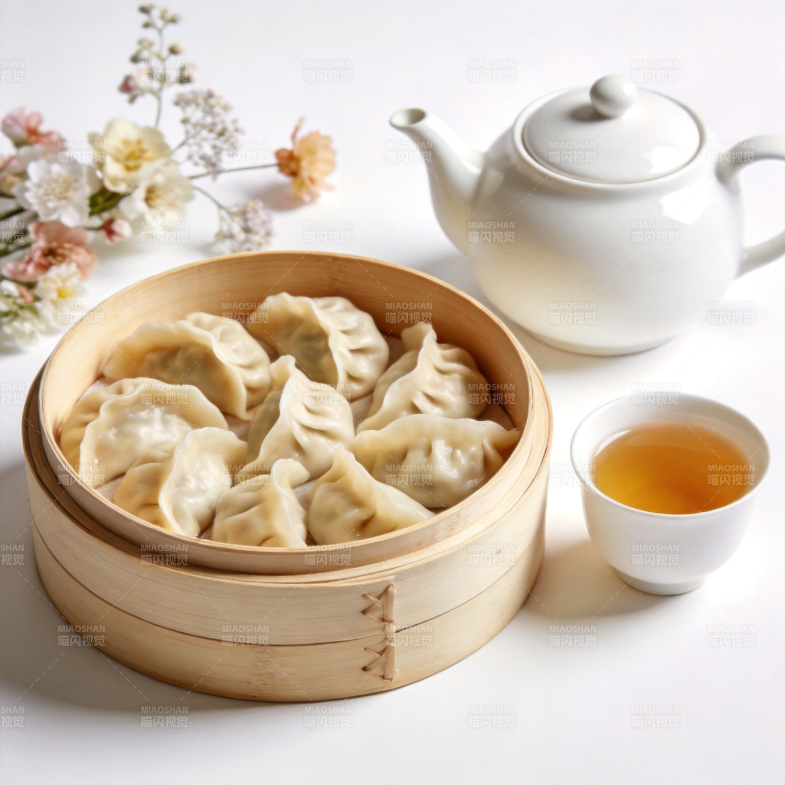 蒸饺配茶 雅致美味图片