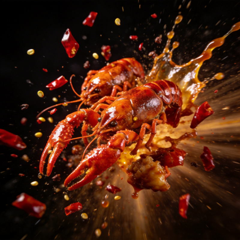 辣味小龙虾飞溅图片