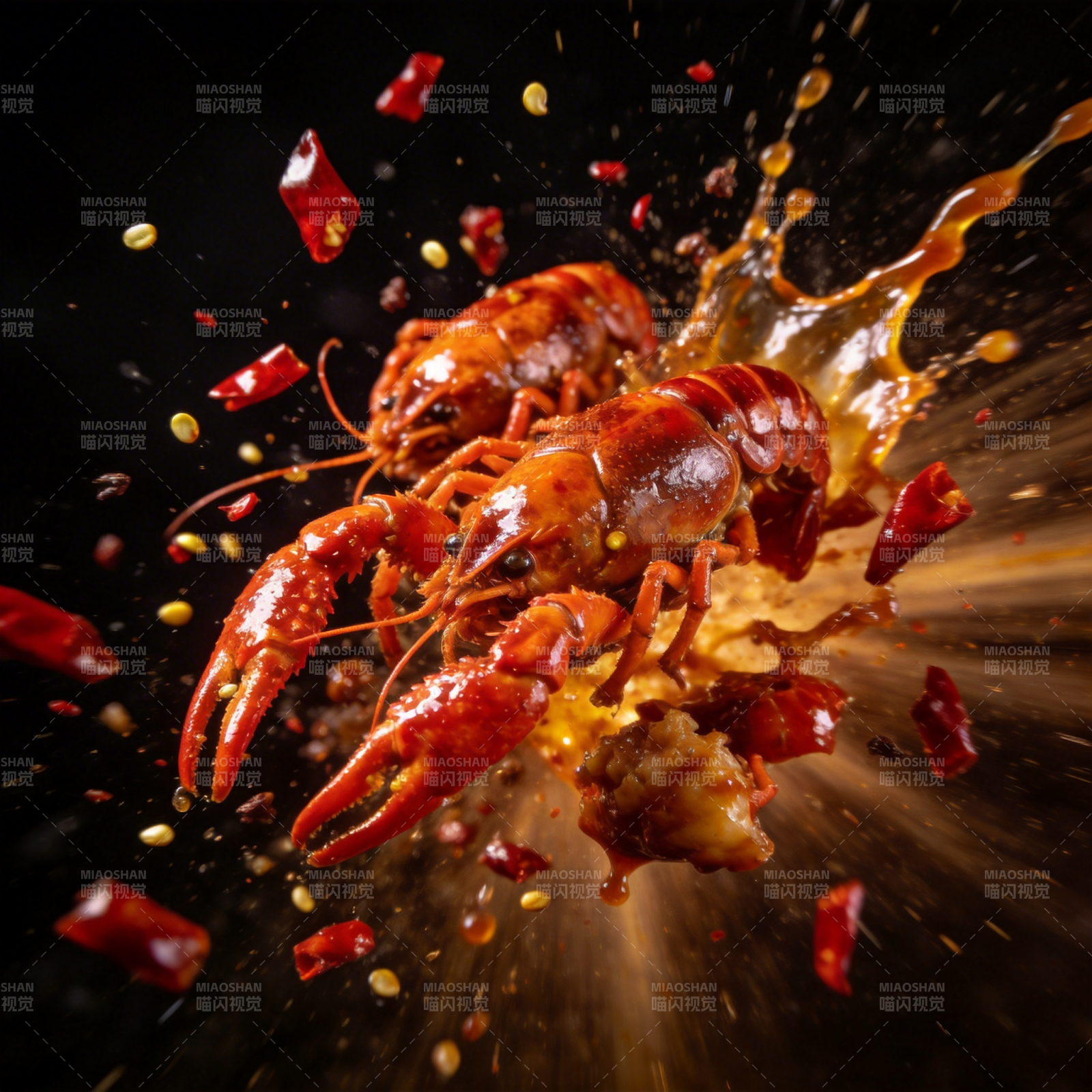 辣味小龙虾飞溅图片