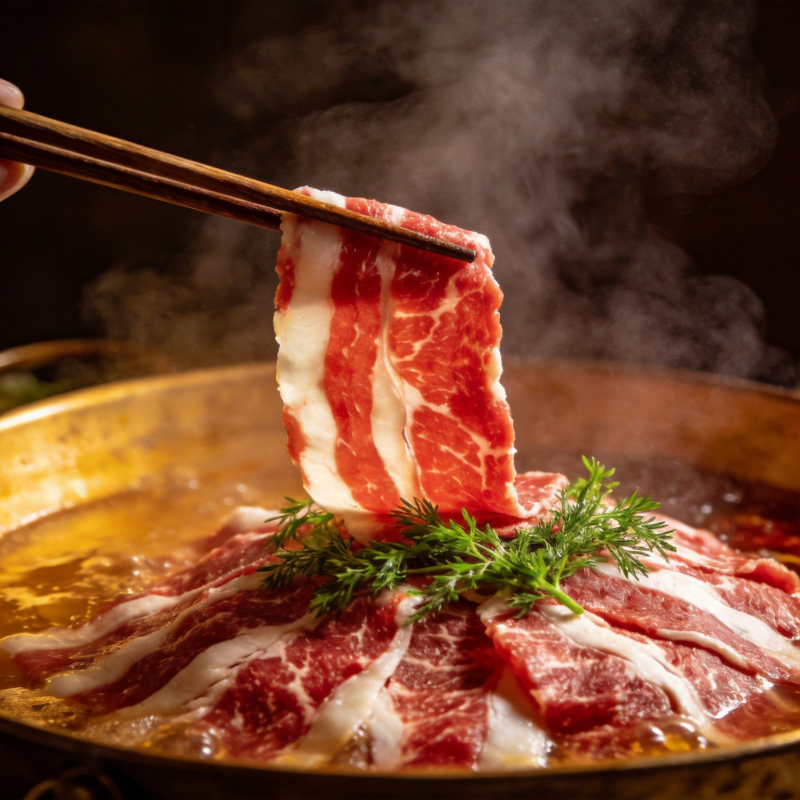 热气腾腾的牛肉火锅图片