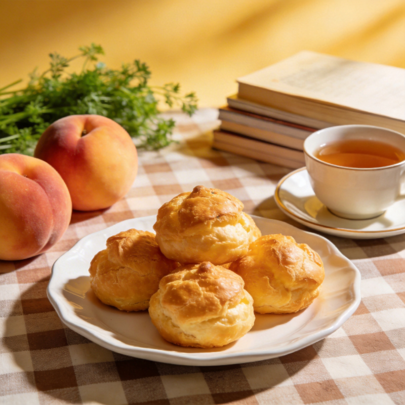 奶油泡芙与茶点图片