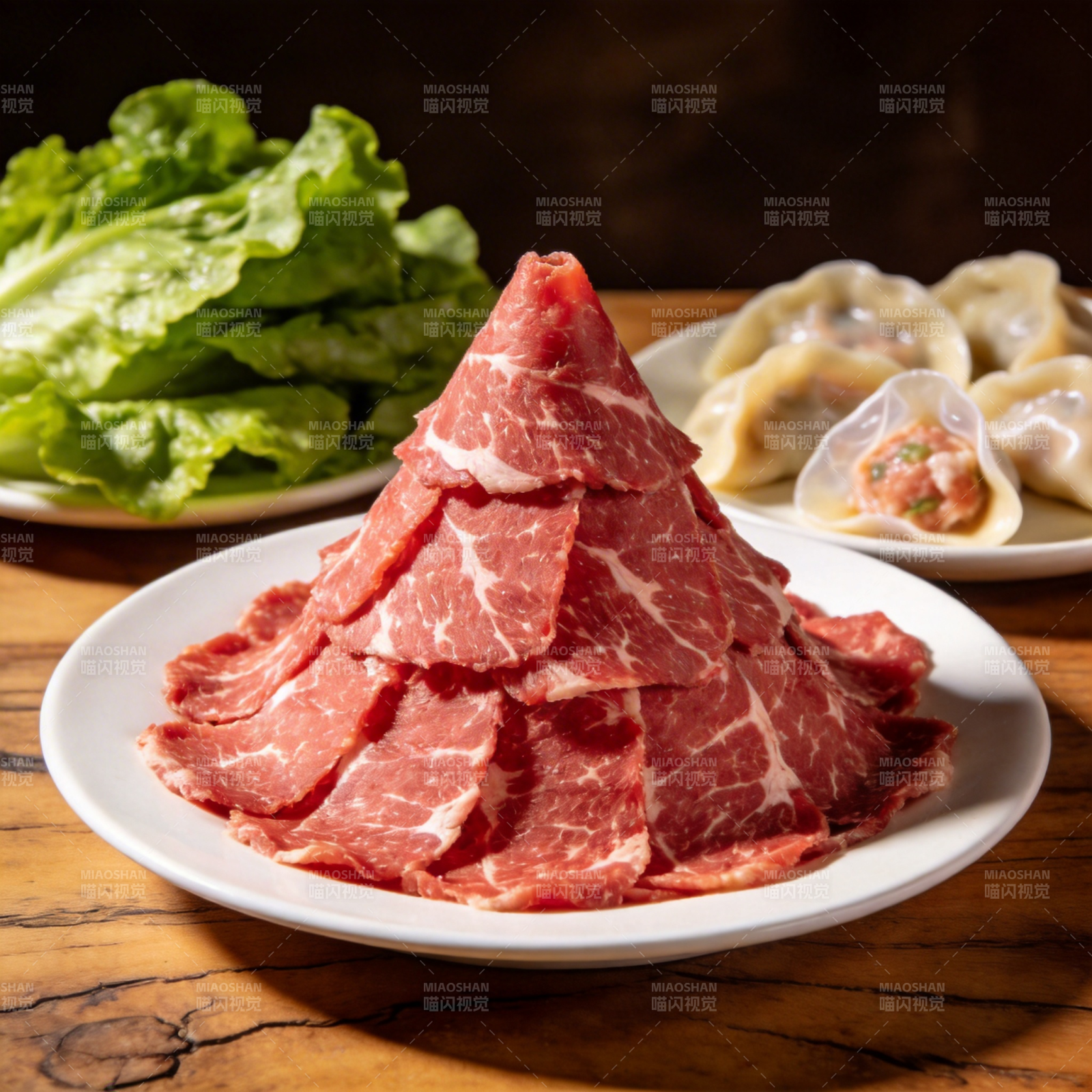 肉塔配菜鲜美图片