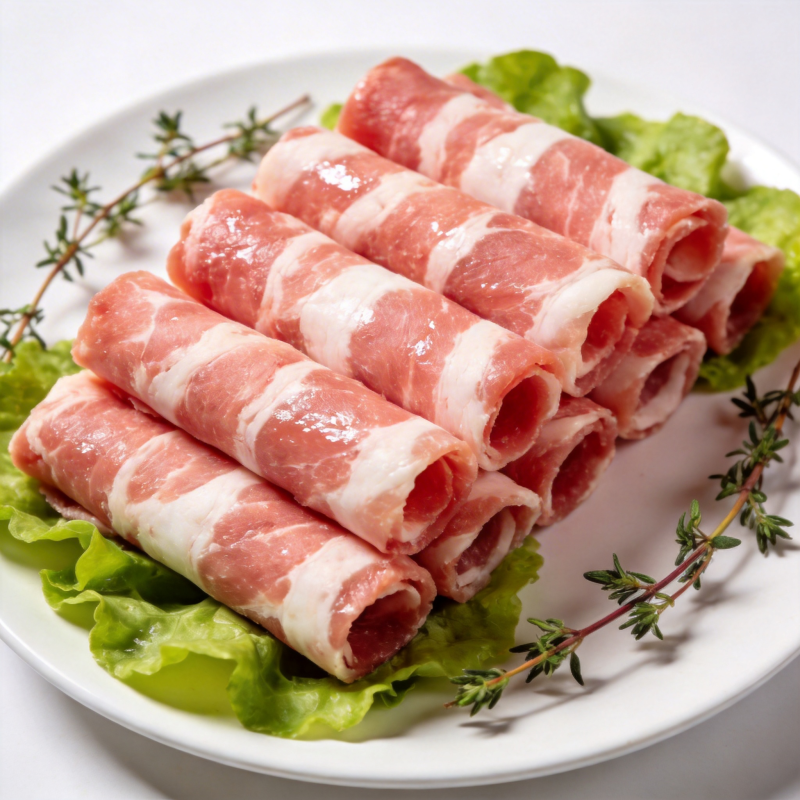 五花肉卷配香草图片