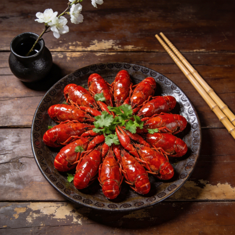 红油小龙虾拼盘图片