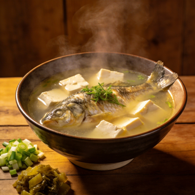 热气腾腾鱼豆腐汤图片